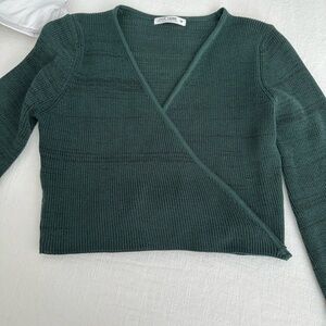 12th Tribe Deep Green V-Neck Wrap Sweater - never worn